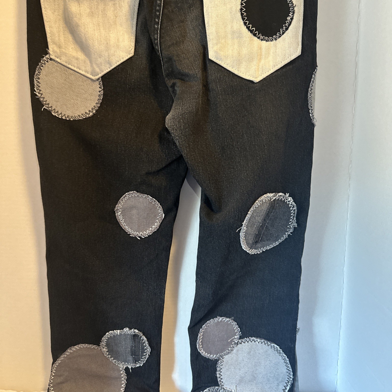 Clouds Custom Patchwork Jeans Black Distressed Re… - image 16