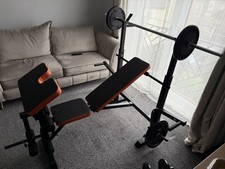 Workout Bench with Squat Rack, Preacher Curl, Leg Developer