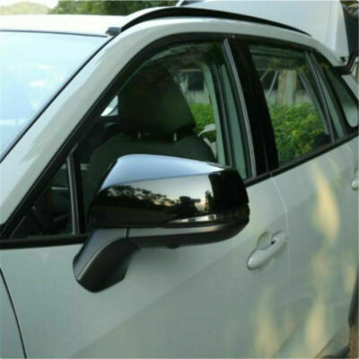 Glossy Black Side Mirror Cover Cap For Toyota RAV4 2019-2022 - Clip-On, Self-Adhesive, Left & Right