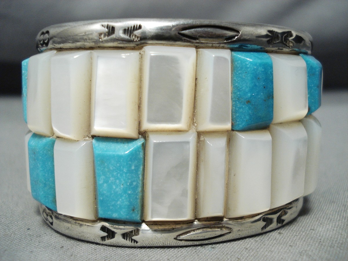 アクセサリー Vintage Navajo Turquoise Silver Bracelet s-l400.jpg