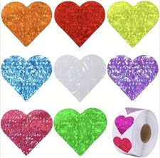 500 pcs Sticker Roll Various Color Hearts mock facets Semi Gloss Self Adhesive