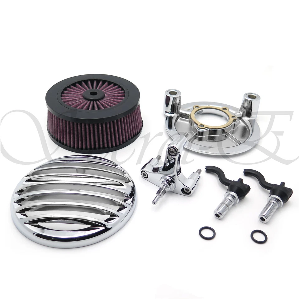 Kit de filtro de aire de rejilla cromada para Harley Sportster 1200 Custom XL1200C 2007-2017 Foto 4 de 4
