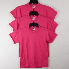 VINTAGE Russell Athletic Youth M Raspberry T-Shirts - Lot of 3