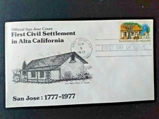 ALTA CALIFORNIA 1977 FIRST SETTLEMENT  PERALTA ADOBE HOME CACHET FDC UNADDR
