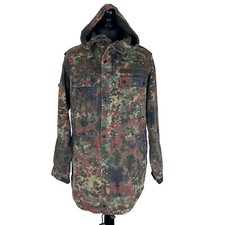 German Bundeswehr Flecktarn Camo Military Parka Jacket GR12 L Tall Hood Woodland