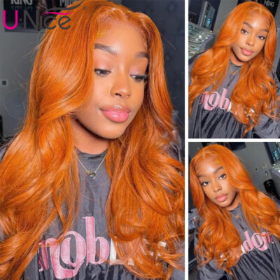 Brazilian Ginger Orange Body Wave 13x4 Lace Front Wig  Human Hair Pre Plucked US