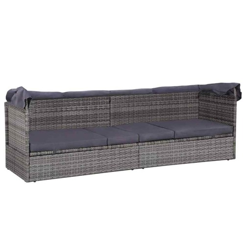 Sonnenliege Baldachin Poly Rattan Gartenmöbel Sonneninsel Loungesessel im Freien - Bild 24 von 33