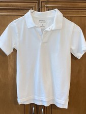 EC Boys M 8 white cotton polo S/S top shirt school Uniform 20/21" L chest 30"