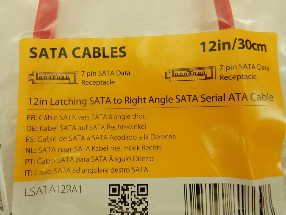 2) NEW 12" Startech LSATA12RA1 SATA III 6Gbps Right Angle Data Cable Hard Drive - Image 3 of 3