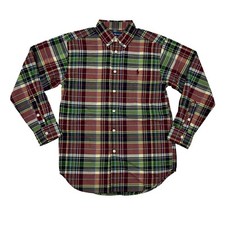 Polo Ralph Lauren Boy's Button-Down Long Sleeve Shirt - Wine/Navy/Green/Yellow -