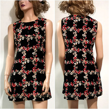 🆓US🛃 Dolce & Gabbana floral printed velvet black Dress IT 40-42