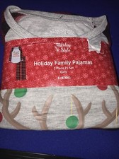 girls small 6/6X holiday christmas flannel pajama set