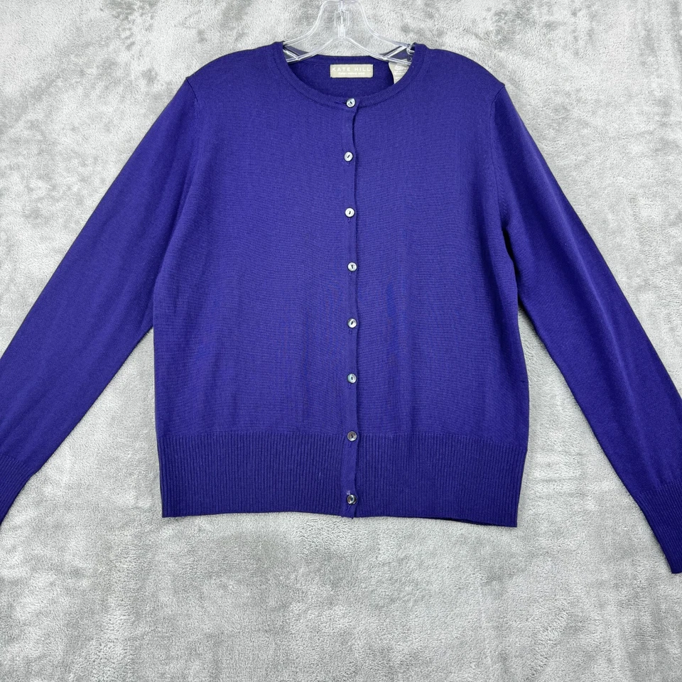 Свитер Kate Hill большой шерстяной мериносовый на пуговицах ребристый вязаный уютный классический опрятный - Изображение 3 из 4