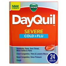 Vicks DayQuil Severe *11/2025* Cold, Flu & Congestion Medicine, Liquicaps,