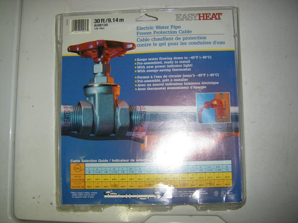 EASY HEAT Automatic Heating Cable For Water Pipe Freeze Proof Tape 30ft |  eBay