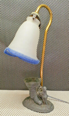 Beautiful Tulip Lamp Blue Glass Regule Puss In Boots Theme Handmade