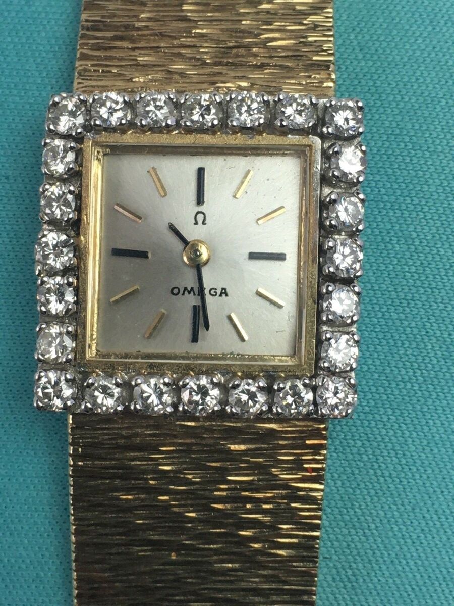 Omega Vintage 14 K Yellow Gold And Diamonds Ladies Watch Omega Vintage 14 K Yellow Gold And Diamonds Ladies Watch