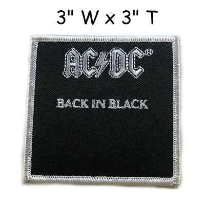 AC/DC Logo Back In Black Embroidered Iron Sew-On Patch Rock Music Band Applique