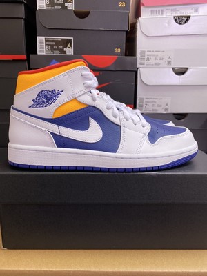 Nike Air Jordan 1 Mid White Laser Orange Deep Royal Blue UK 11 | eBay