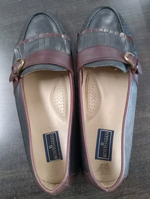 Bostonian Pinch Buckle Kiltie Loafers Black/Brown Leather US 11 M