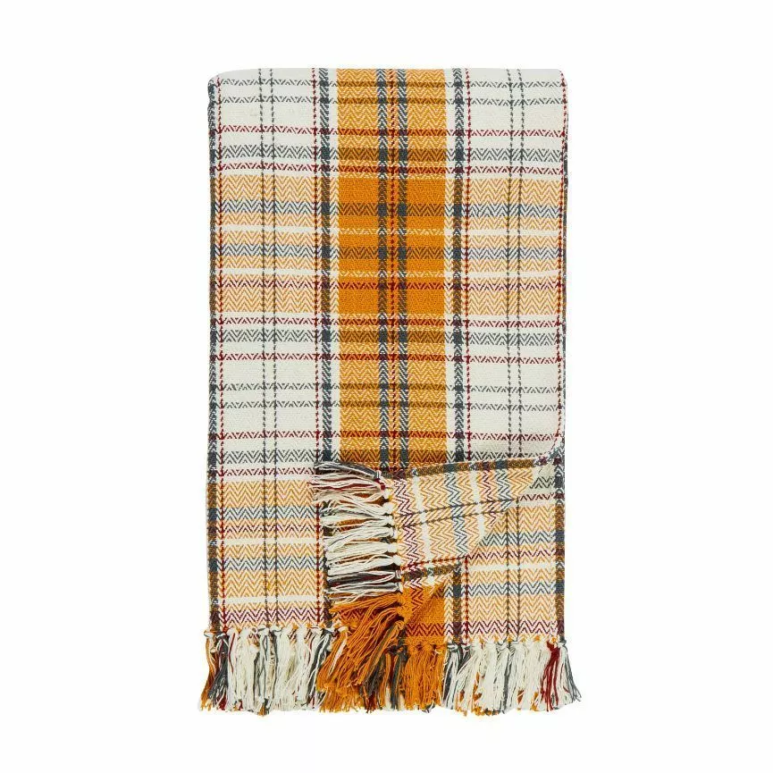 Orange plaid online throw