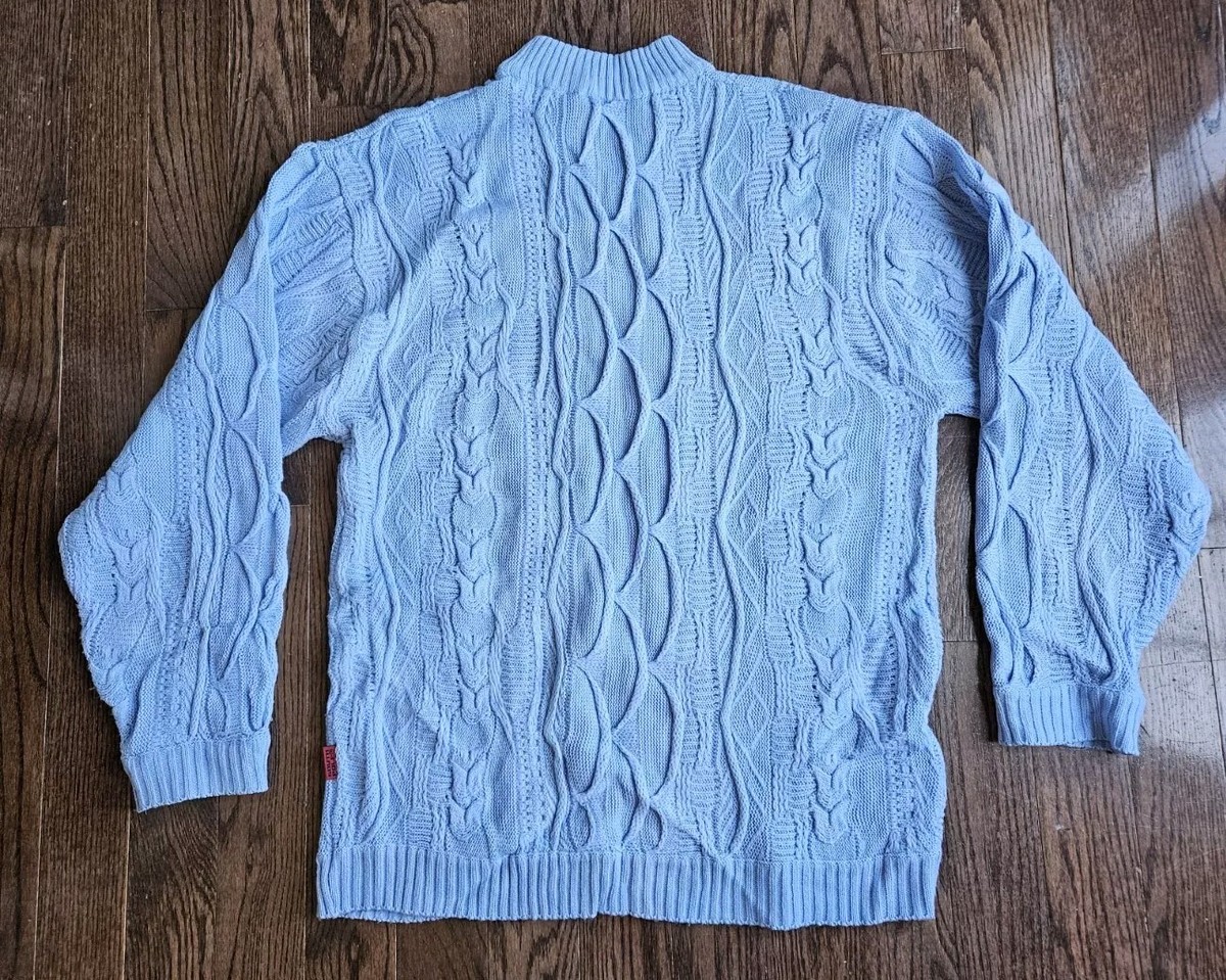 Vintage 90s Y2K South Pole Light Blue 3D Knit Coogi Style