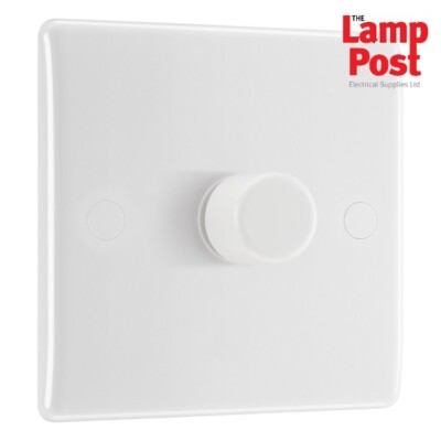 BG Nexus 881 Slimline Dimmer Druckschalter weiß 1 Gang 2 Wege 200 Watt / 100W LED
