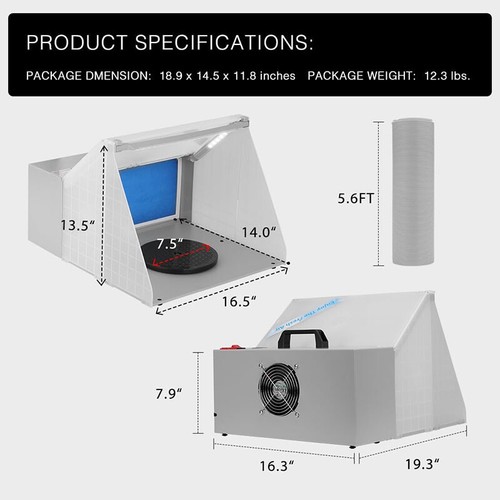 Portable Hobby Airbrush Paint Spray Booth Kit Exhaust Filter LED Light Set Model - Picture 2 of 8