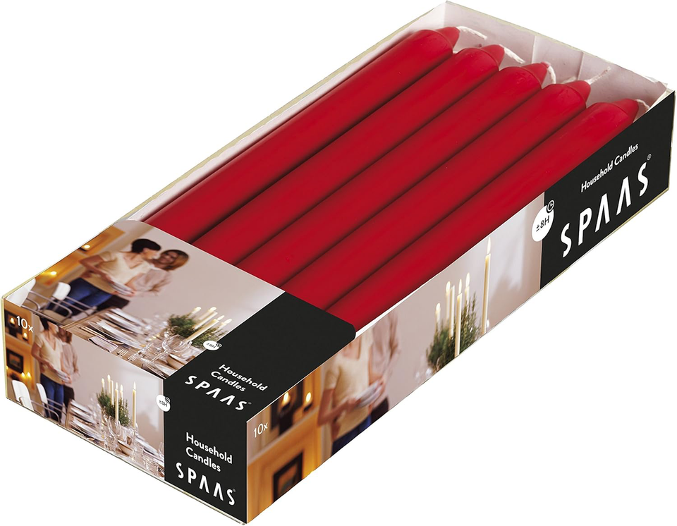 Spaas 10 Household Tapered Dinner Candles 21/240 mm, 8 Hours, Unscented