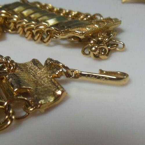 Collar de cadena vintage firmado coro tono dorado triple hebra - Imagen 3 de 3