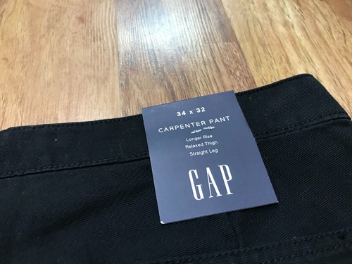 MENS 34 x 32 - NEW Gap Straight Carpenter Double Knee Pants Canvas Black - Picture 12 of 14