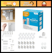 Magnetic Cabinet Locks - 12 Adhesive Child Safety Locks with 2 Keys - Secure Hom