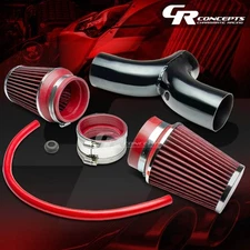 FOR 97-04 CHEVY CORVETTE C5 LS1/LS6 DUAL INTAKE PIPING/PIPE+3.5" RED AIR FILTER