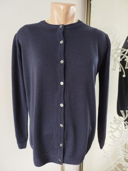 Women Peter Hahn Sweater Navy Wool 40 / L / 48 #C7ZL