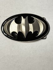 Batman Logo Metal Belt Buckle 3D Silvertone Black Enamel DC Comics Joker Robin