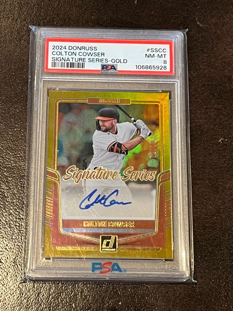 2024 Panini Donruss Signature Series Colton Cowser #SS-CC Gold 09/10 PSA 8