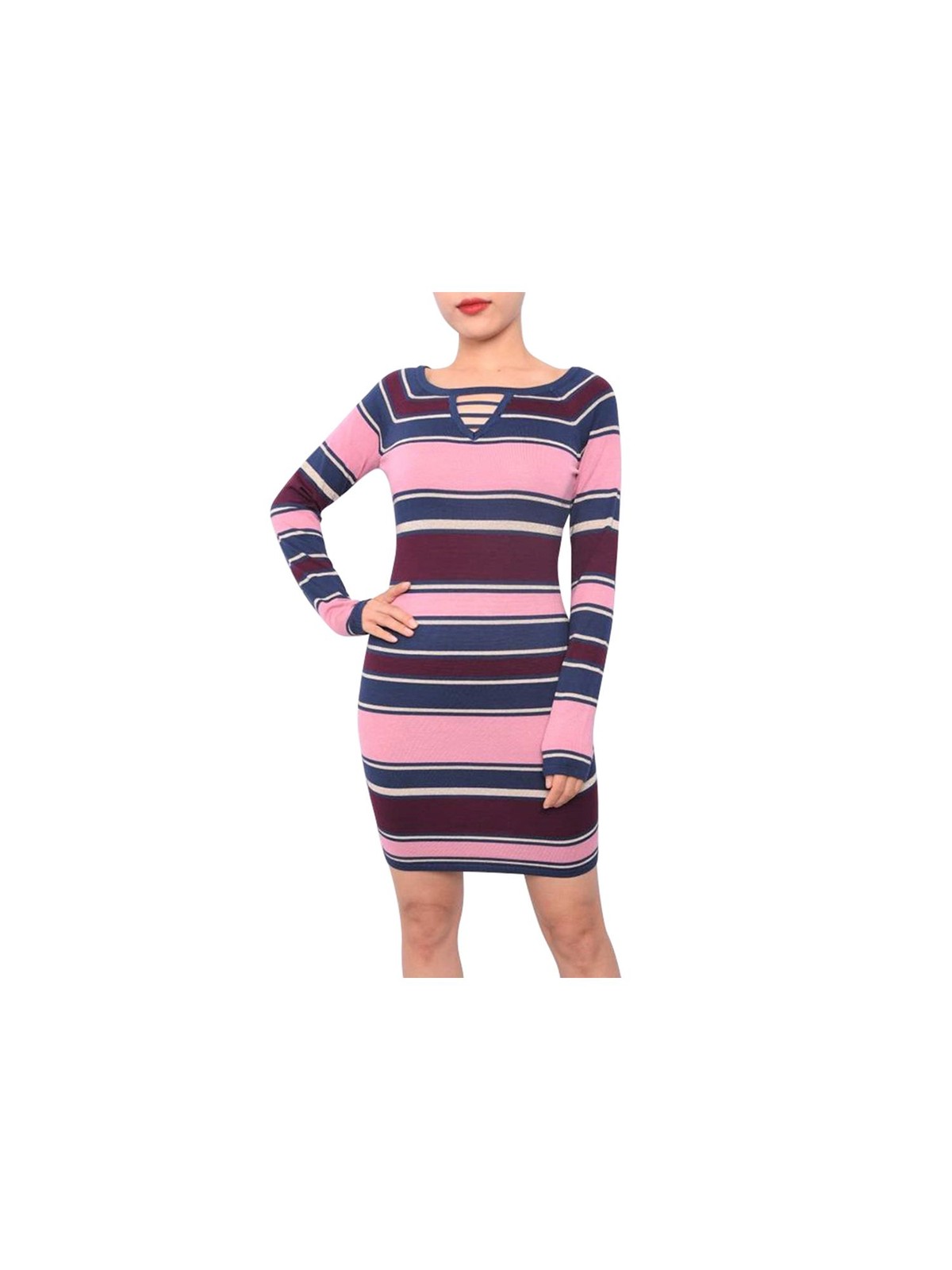 PLANET GOLD Womens Body Con Above The Knee Dress Pink Crew Neck Juniors S