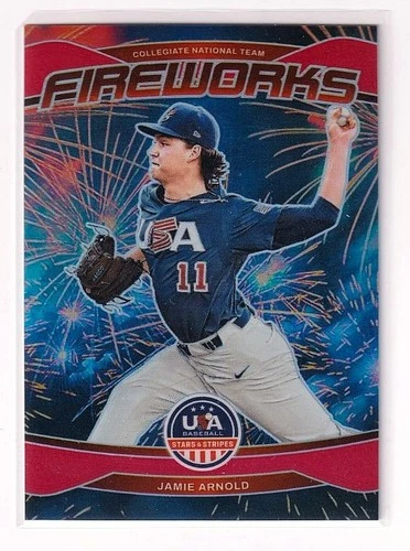 2026 Panini Stars & Stripes Prizm Baseball #1 Jamie Arnold Fireworks Red #/199