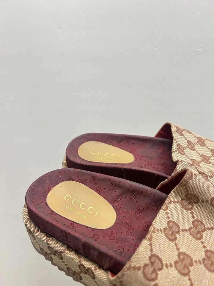 GUCCI Mujer Angelina GG Monograma Plataforma Slide Sandalias EU 37 US 7 Y10 Foto 2 de 4