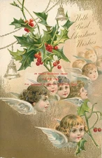 Christmas, Unknown Pub, Angel Heads Under Holly & Bells