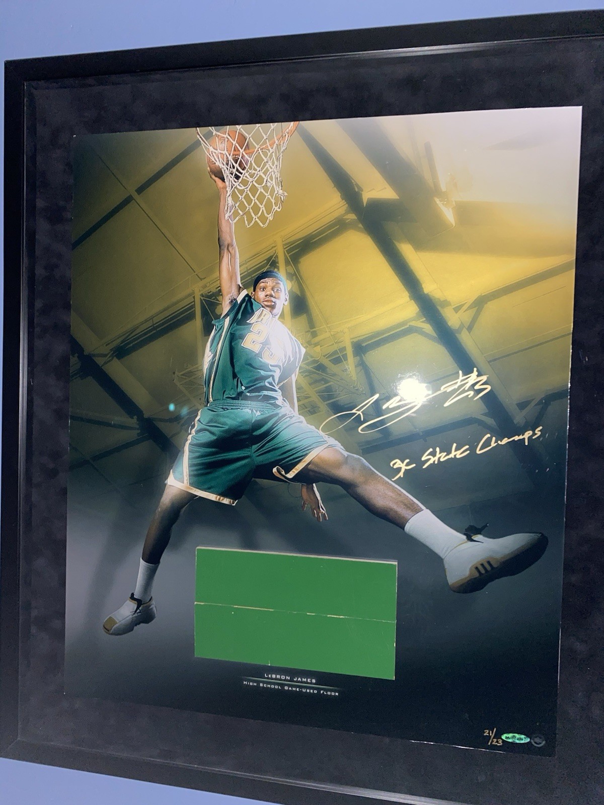 LeBron James Autographed Signed High School Jersey And Game Used Floor UDA 