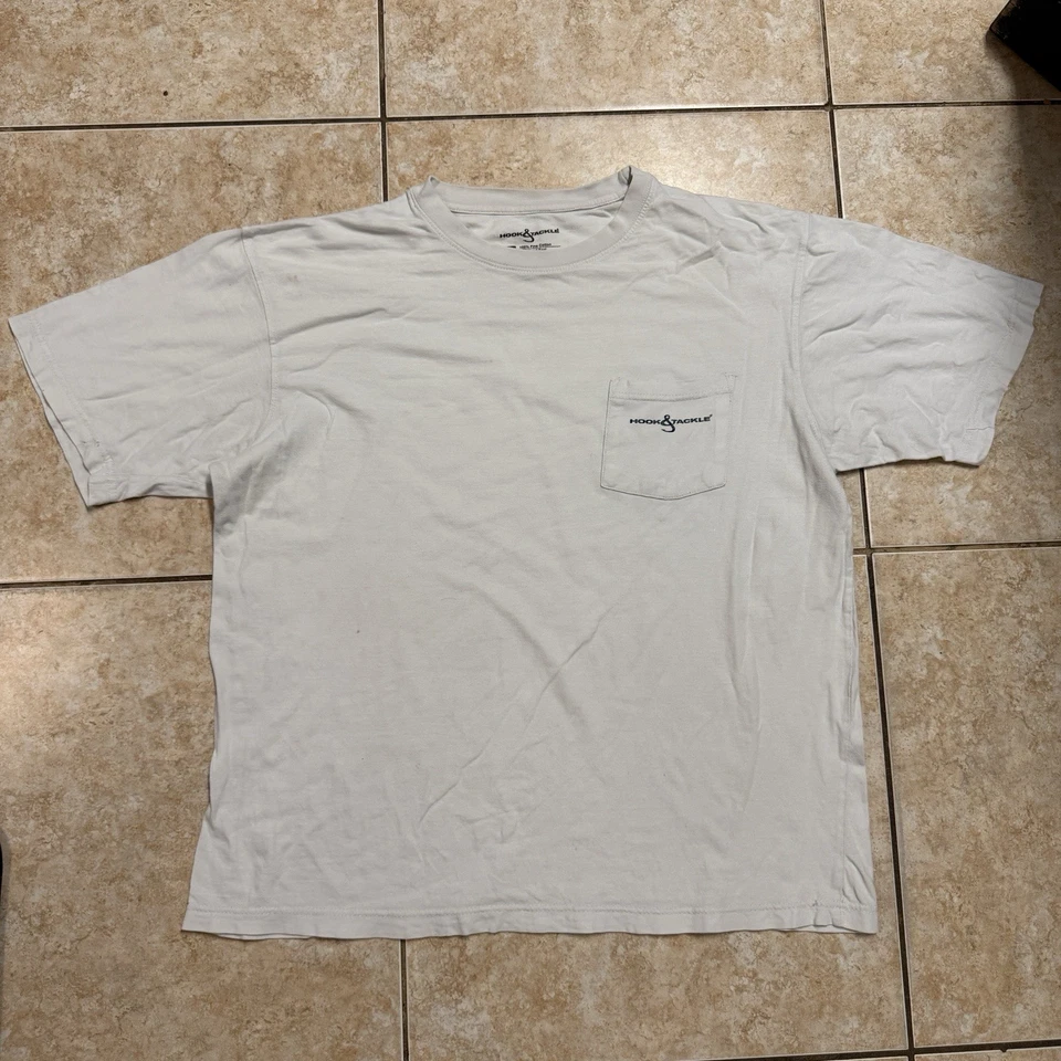 Camiseta de pesca de róbalo con gancho y aparejos camiseta de bolsillo gráfica blanca Foto 2 de 4