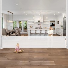 Retractable Mounted Extra Wide and Long Mesh Baby Gate White 34in H X 120in