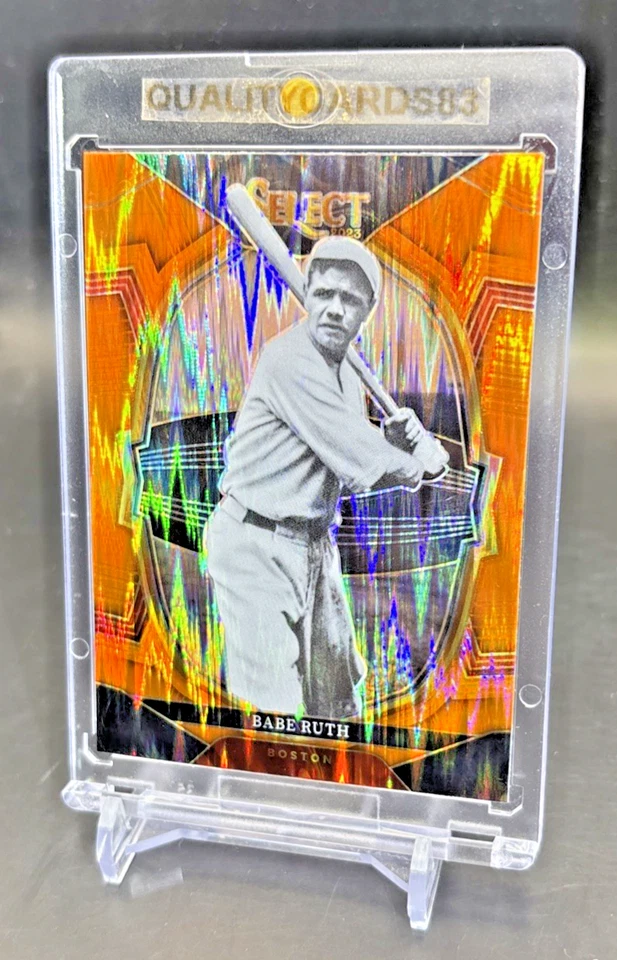 TARJETA REFRACTOR BABE RUTH NARANJA SHOCK PRIZM CON ESTUCHE MLB NEW YORK YANKEES Foto 4 de 4