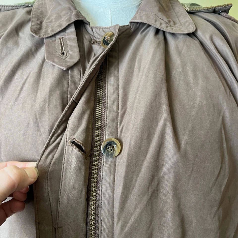 Eddie Bauer Brown Plaid Lined Goose Down Long Coat Hooded Parka Women's M Tall - Image 4 of 4