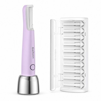 Galtxen Sonic Dermaplaning Tool Purple Rechargeable LED + 10 Blades NEW