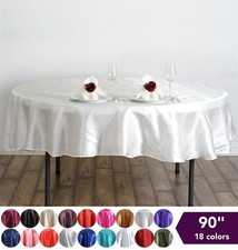 90" SATIN Round TABLECLOTHS Wedding Party Fundraiser Table Linens Decorations