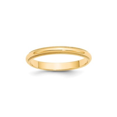 10k Gelbgold gewölbter Ehering mit Milgrain Kanten ohne Stein, 3 mm, massiv...