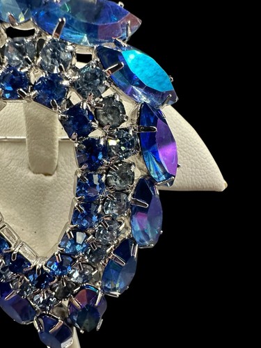 Vtg Juliana For Sarah Coventry Signed Blue Lagoon Glass Brooch Clip Earring Set - Picture 4 of 15