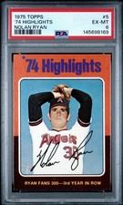 1975 Topps #5 Nolan Ryan Highlights - PSA 6 N...